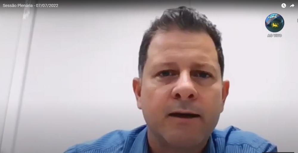 Renato Câmara apresentou a indicação durante sessão plenária na Assembleia Legislativa de Mato Grosso do Sul / Foto: ALEMS/Reprodução
