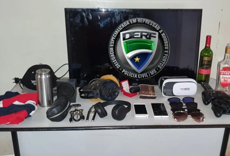 Produtos recuperados pela polícia - Crédito: Divulgação PCMS