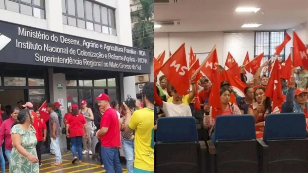 Grupo ocupa prédio (Reprodução, Redes sociais MST-MS)