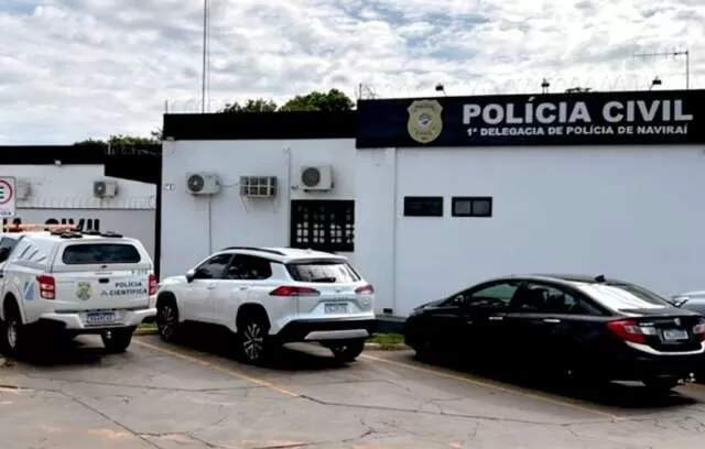 Fachada da Delegacia de Naviraí onde caso foi registrado (Foto: Naviraí Notícias)