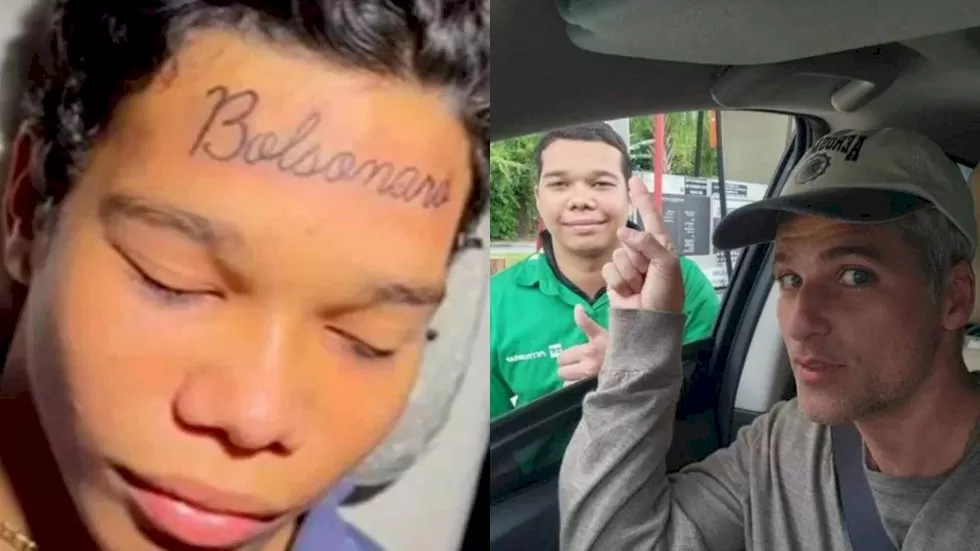 João Carlos da Silva tatuou o nome de Bolsonaro na testa, em 2022. (Reprodução, redes sociais)