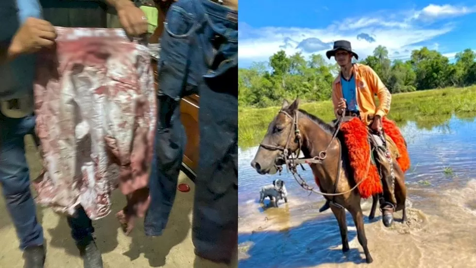 Camisa de Flávio ficou toda ensanguentada. (Fotos: Corpo de Bombeiros e Arquivo Pessoal)