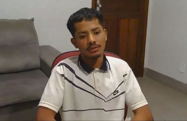 Leanderson de Oliveira Junior durante depoimento na delegacia (Foto: Reprodução)