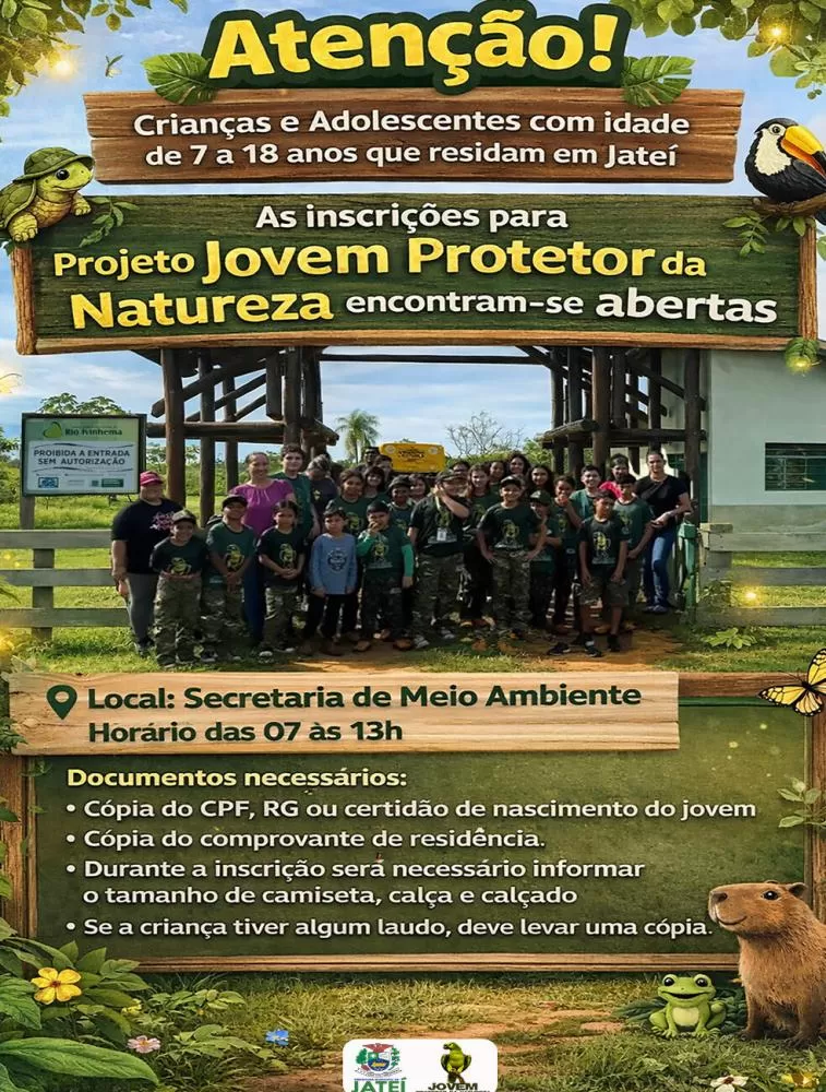 Jateí abre inscrições para o projeto Jovem Protetores da Natureza