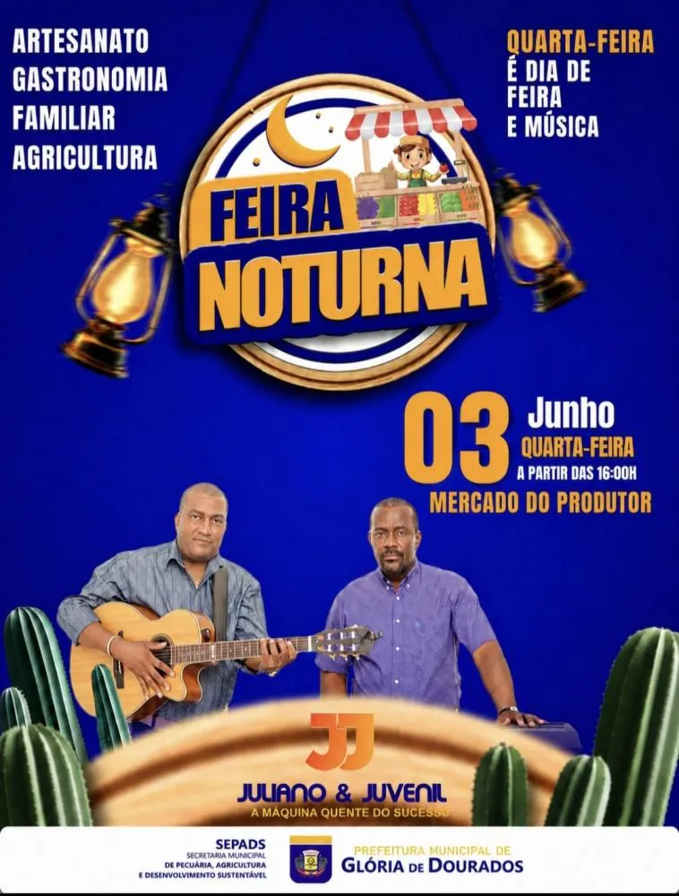 Feira Noturna movimenta Mercado do Produtor com artesanato, agricultura familiar e show de Juliano & Juvenil