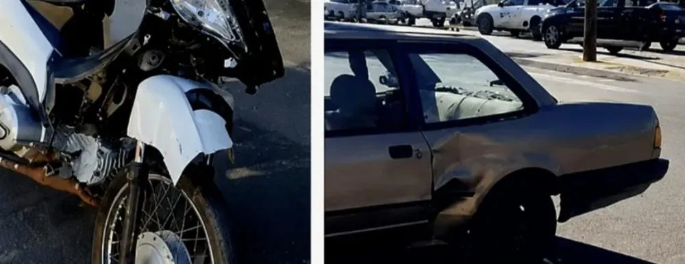 Motociclista fica ferido após colisão com carro no centro de Glória de Dourados