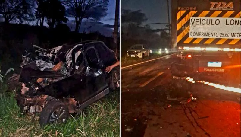 Empresária de Naviraí morre após grave acidente na MS-475; carro fica destruído ao bater contra carreta