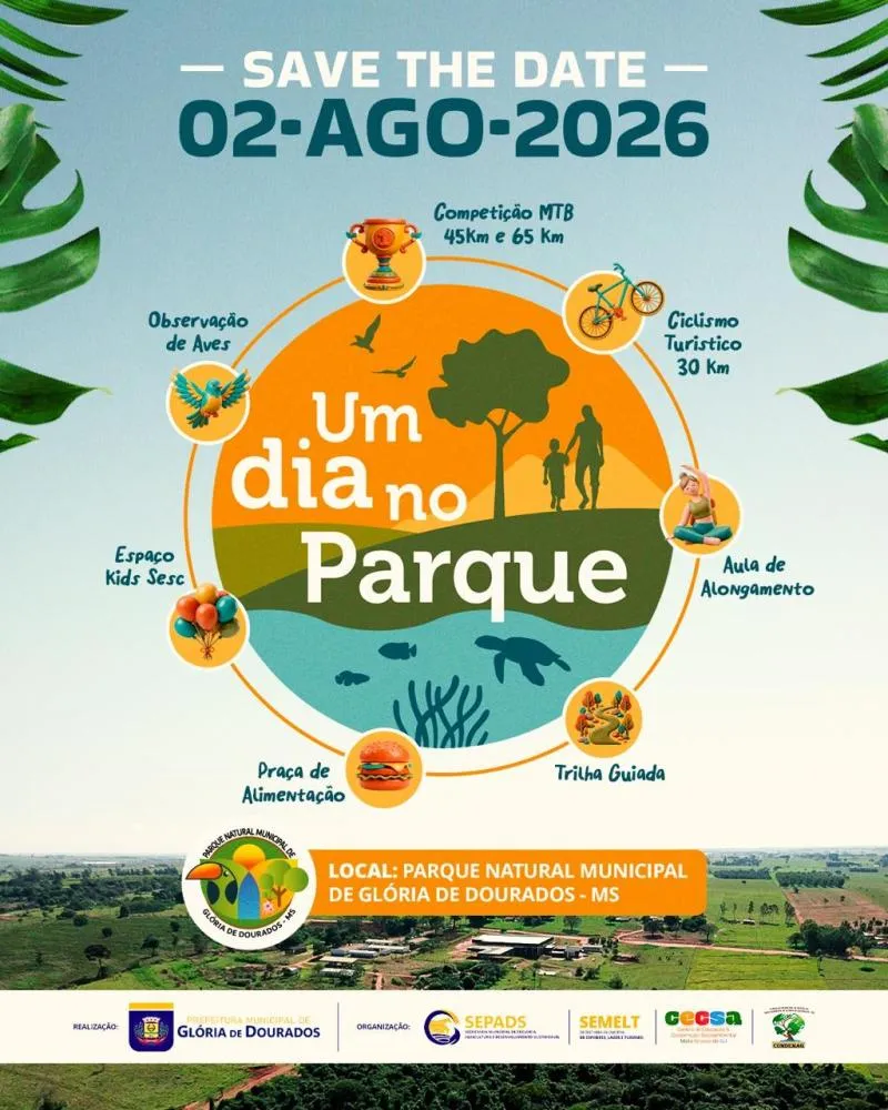 Prefeitura de Glória de Dourados promove 2ª edição do “Um Dia no Parque” com atividades ambientais no Parque Municipal 5ª Linha Nascente