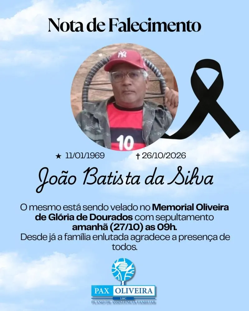 Glória de Dourados: João Batista da Silva morre aos 57 anos